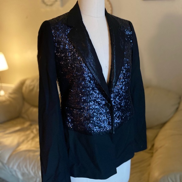 Elizabeth and James Shine Sequin Rex Blazer Jacket - Picture 1 of 6